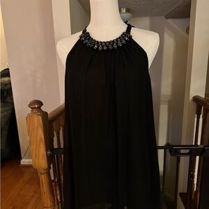 Elegant Black SleevelessTop with jeweled neckline- Max Studio, Small
